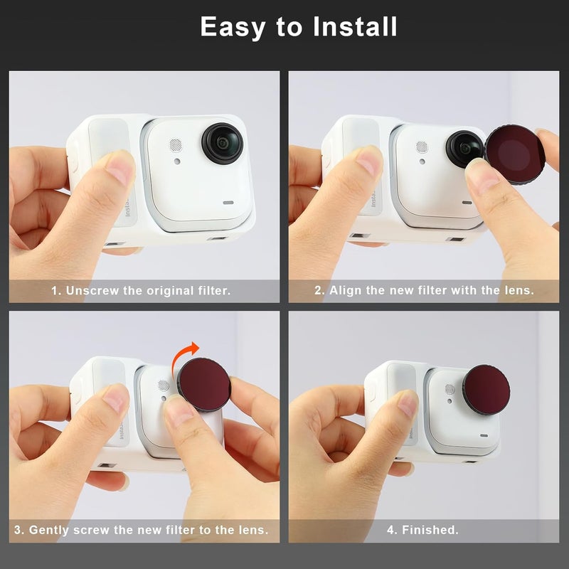 Haoge مجموعة فلاتر لـ Insta360 GO Ultra، تشمل فلتر CPL، فلتر تشتت أسود 1/4، ND8، وواقي شاشة، ملحقات GO Ultra، زجاج بصري عالي الدقة/مُعالج متعدد الطبقات - Image 5
